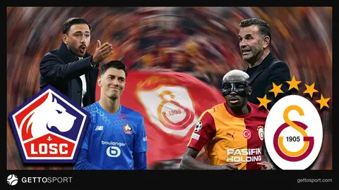 Lille oyuncuları ve teknik heyet stadyumda ısınırken, tribünlerde Galatasaray tezahüratları