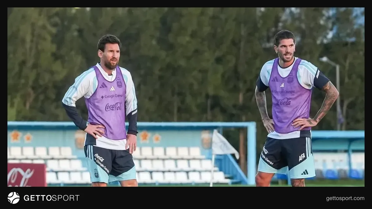 Lionel Messi və Rodriqo De Paulun birlikdə və ya toyla bağlı simvolik görüntüsü