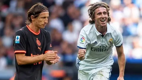 Luka Modric Milan formasıyla konuşurken görüntü