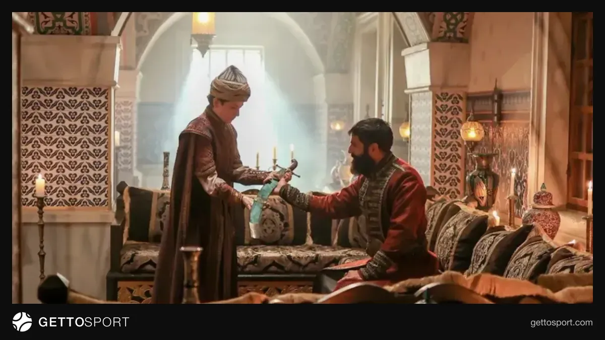 TRT1 logosu ve Mehmed: Fetihler Sultanı dizisinden bir sahne