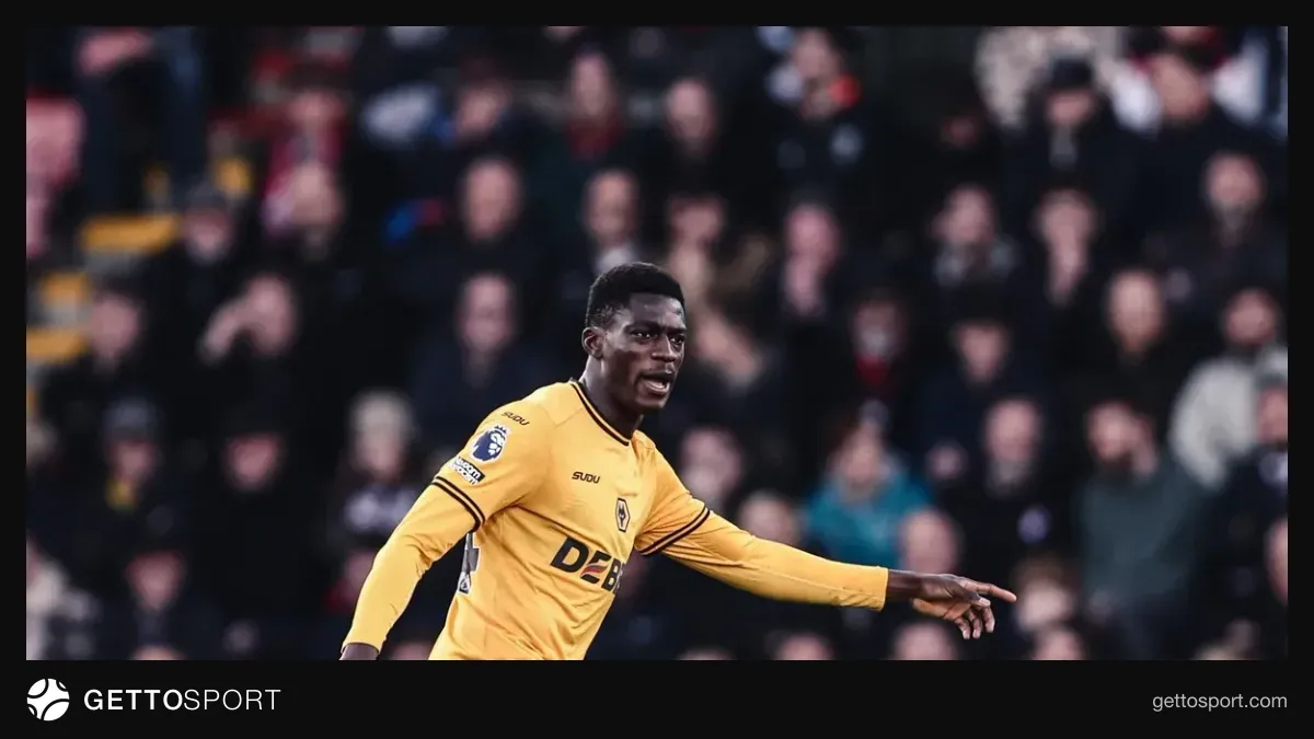 Nasser Djiga Wolverhampton formasıyla topa müdahale ederken