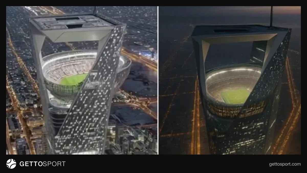 NEOM layihəsinin futuristik şüşə-polad stadion maketi