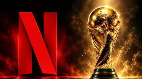 Netflix logosu ve FIFA Dünya Kupası kupası görseli