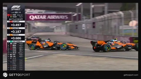 McLaren kokpitlerinden spin atan Piastri ve Norris'in yarış anı