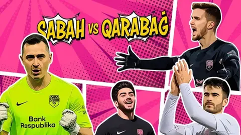 Qarabağ futbolçuları Avropa matçında sevinir