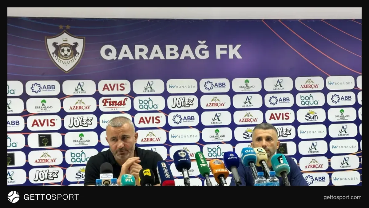 Qurban Qurbanov mətbuat konfransında, Qarabağ oyunundan görüntü