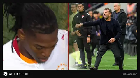Rafael Leao oyundan alınırken takım arkadaşı Barış Alper Yılmaz teselli ediyor