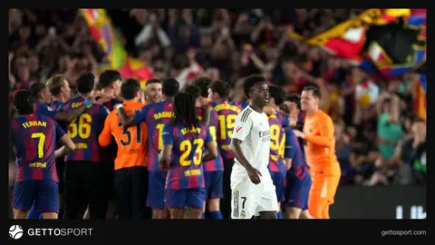 Hakimlər və Real Madrid loqosu ilə El Klasiko üçün gərgin atmosfera