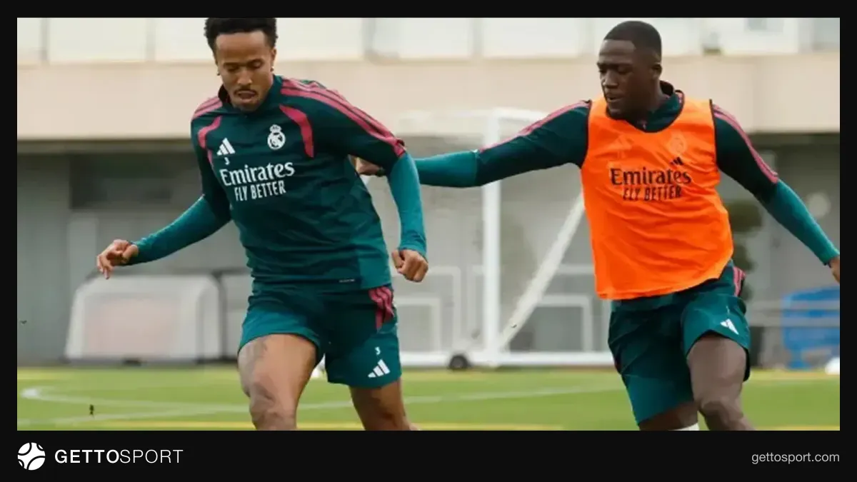 Real Madrid məşqində Konate və Militao birgə məşq edir