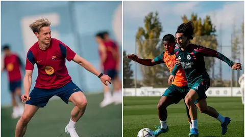 Kamp Nou stadionu və Real Madrid ilə Barcelona futbolçularının siluetləri