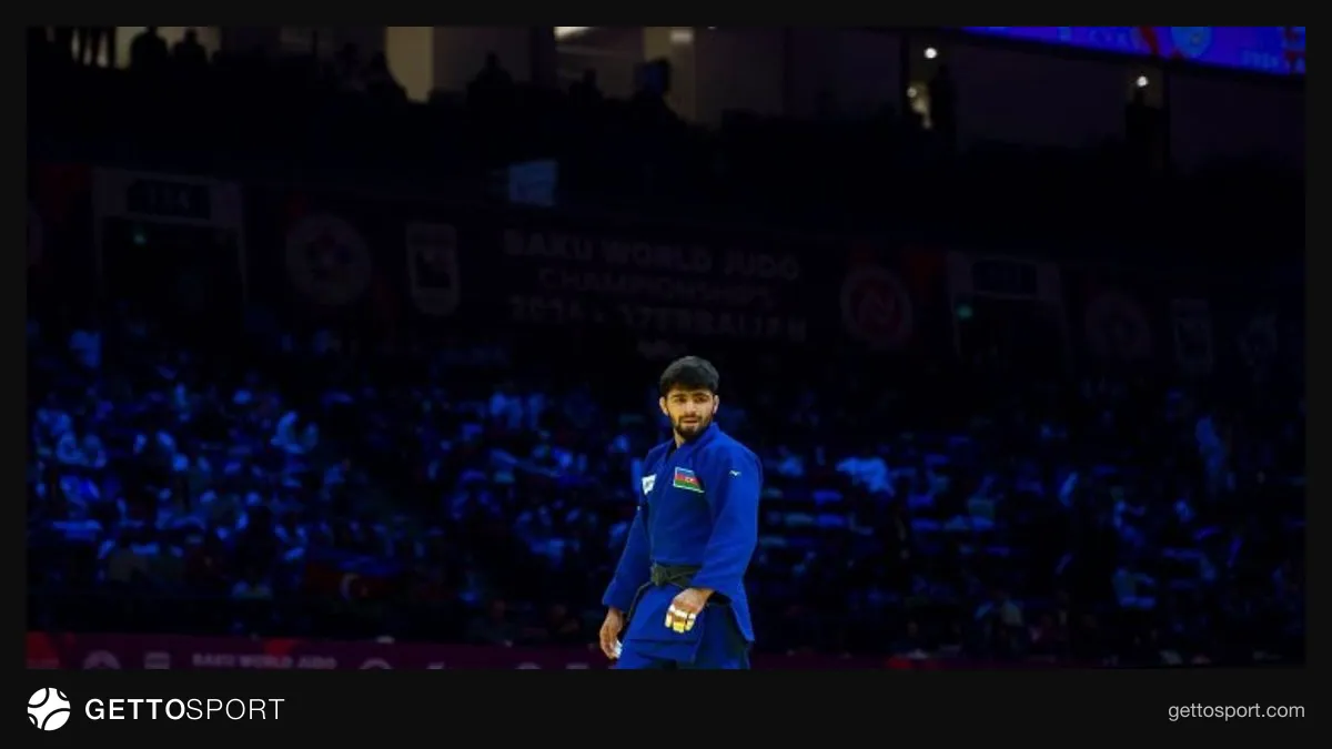 Rəşid Məmmədəliyev cüdo yarışında sevinir