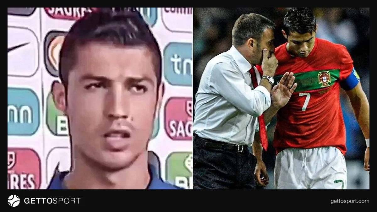 Kriştiano Ronaldo mikrofon qarşısında müsahibə verərkən