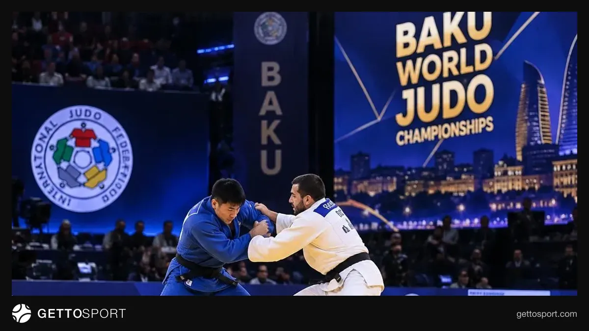 Ryuqa Tanaka podiumda qızıl medalla, Bakıda cüdo tatamisi