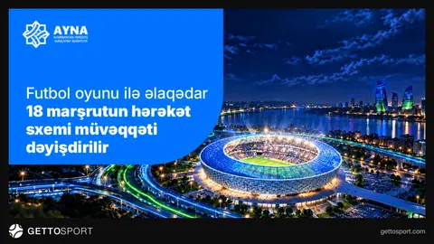 Bakı Olimpiya Stadionu qarşısında avtobus və yol işarələri
