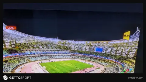 Bakı Olimpiya Stadionunun boş tribunaları və "Sabah" yazısı