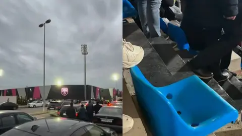 Sabah Arena önündə azarkeşlər və parkinqdə sıxlıq