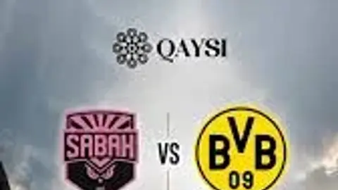 Bakıda "Sabah" və "Borussia" loqoları, stadion fonunda