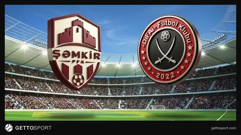 Şəmkir və Difai komandaları oyun öncəsi stadion divarı qarşısında