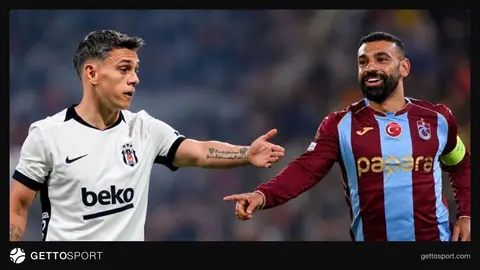 Trabzonspor ve Beşiktaş oyuncuları derbi öncesi birlikte ısınırken
