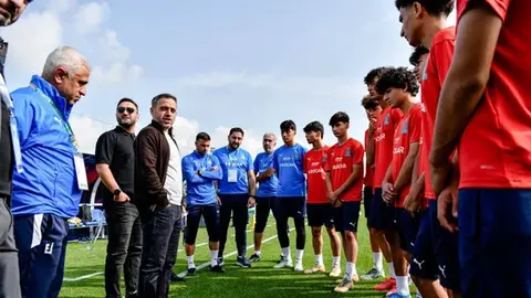 U-16 millimizin Hövsan Yarış Kompleksində məşqi və məşqçi Ayxan Abbasovun izləməsi