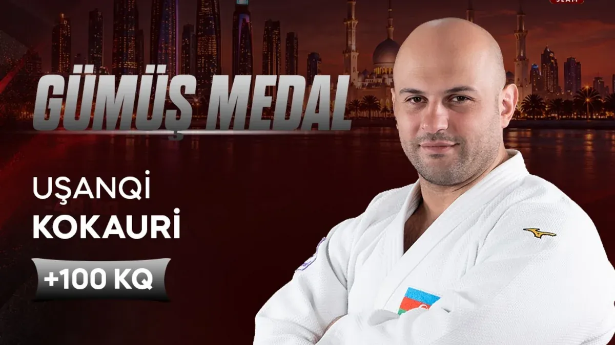 Uşanqi Kokauri medalla podiumda, Əbu-Dabi