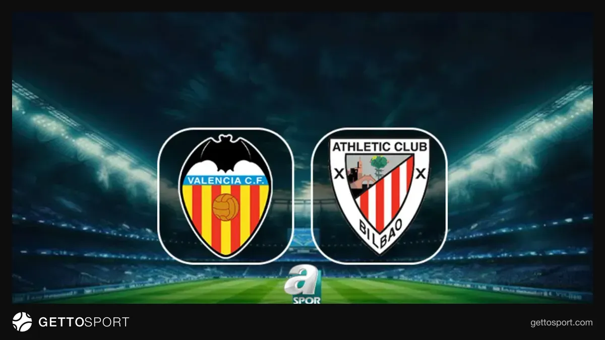 Valencia ve Athletic Bilbao logoları ile stadyum görüntüsü