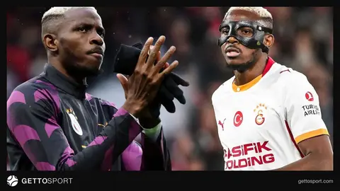 Victor Osimhen maçta gol sevinci yaşarken görüntüsü