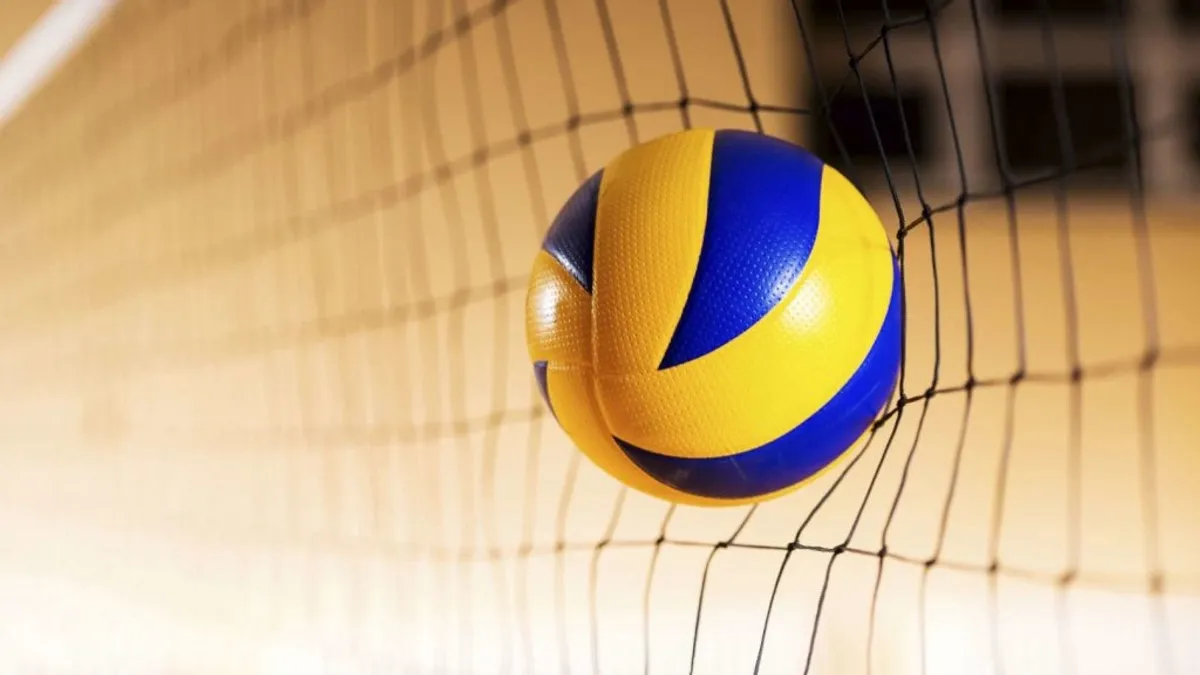 Sahada voleybol maçı ve tribünde taraftarlar