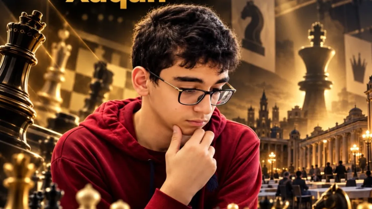 Xaqan Əhməd Atyrau Masters 2026 turnirində şahmat lövhəsi qarşısında