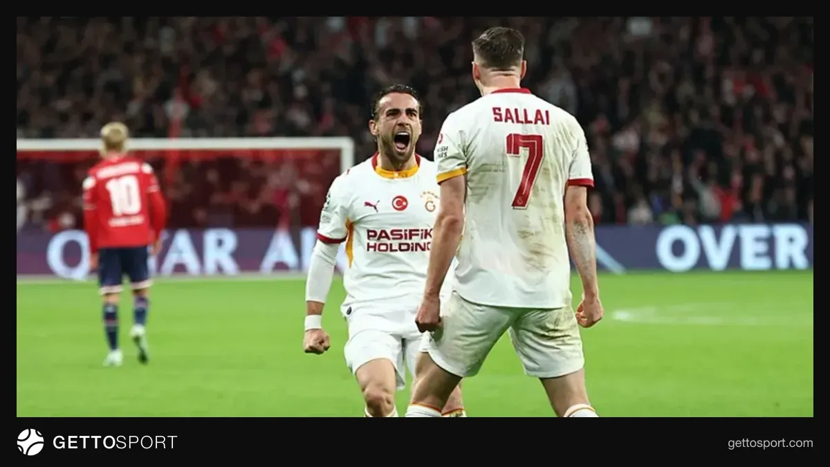Yunus Akgün gol sevinci, Galatasaray formasıyla Lille deplasmanında