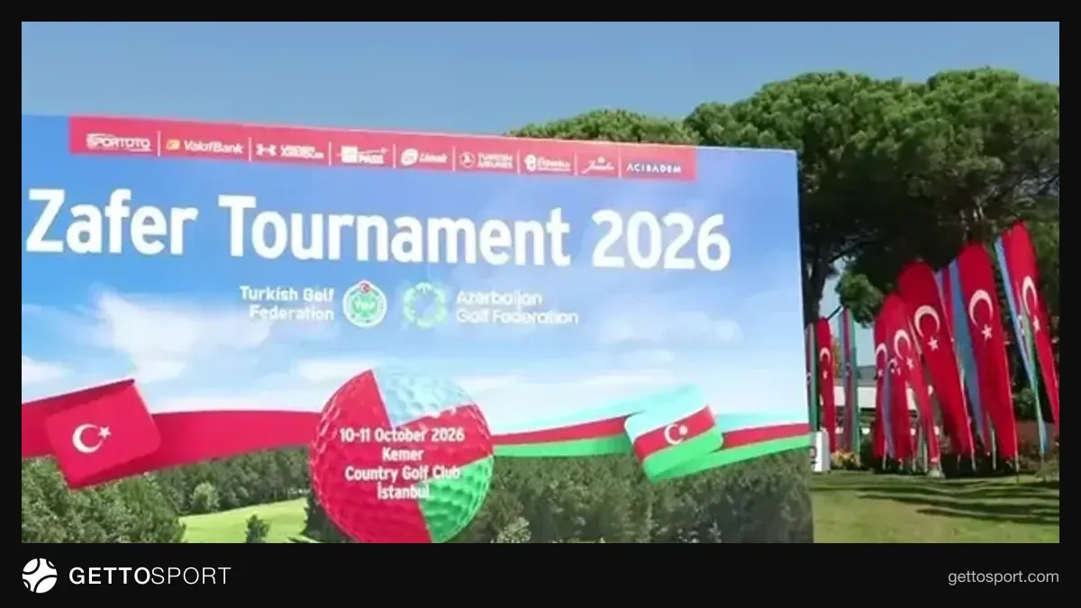 Kemer Qolf Klubunda keçirilən Zəfər turnirindən qolfçular və açılış mərasimi